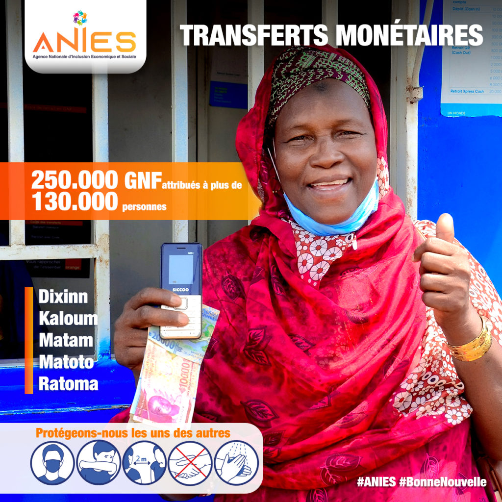 Transferts Monétaires (TM) à Conakry : l’ANIES tient sa promesse et continue d’accompagner plus de 130 000 personnes démunies dans la zone spéciale de Conakry. Un rendez-vous inédit avant le déploiement des TM à l’intérieur du pays