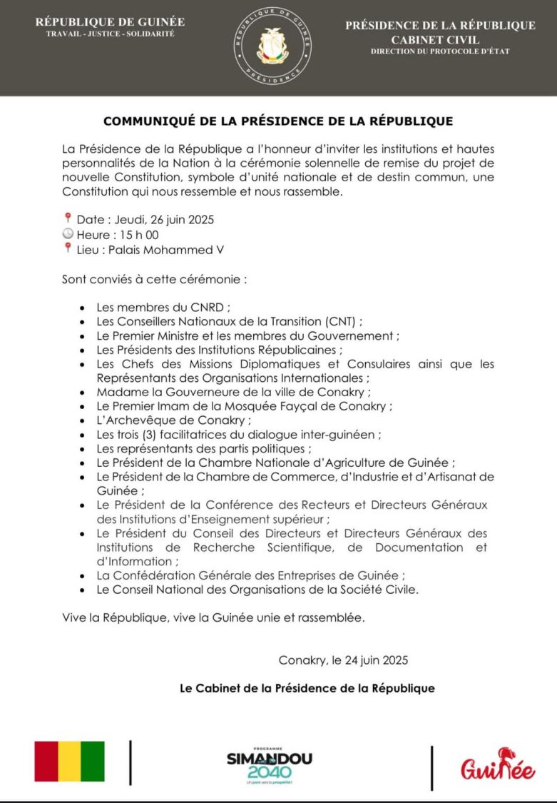 Palais Mohammed V : La présidence annonce la remise solennelle du projet de Constitution au jeudi 26 juin 2025