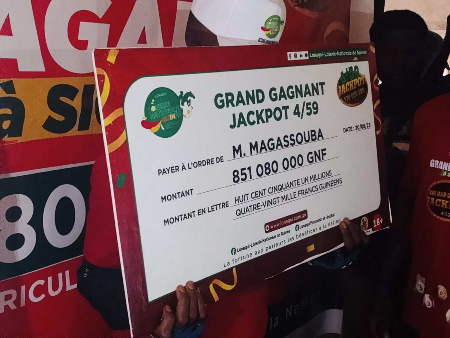 Siguiri : Jackpot à la Lonagui, un parieur empoche 851 millions GNF
